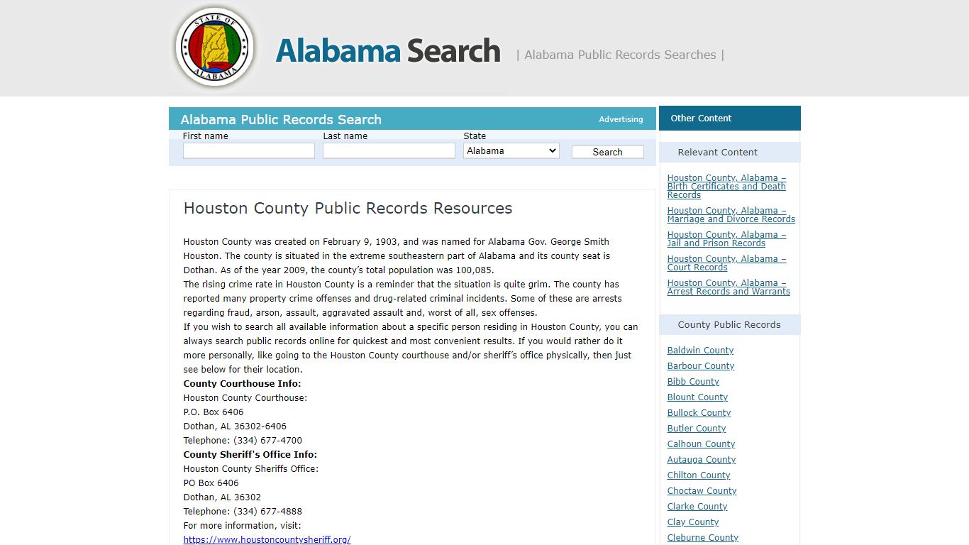 Houston County Public Records Resources | Alabama - AL Search